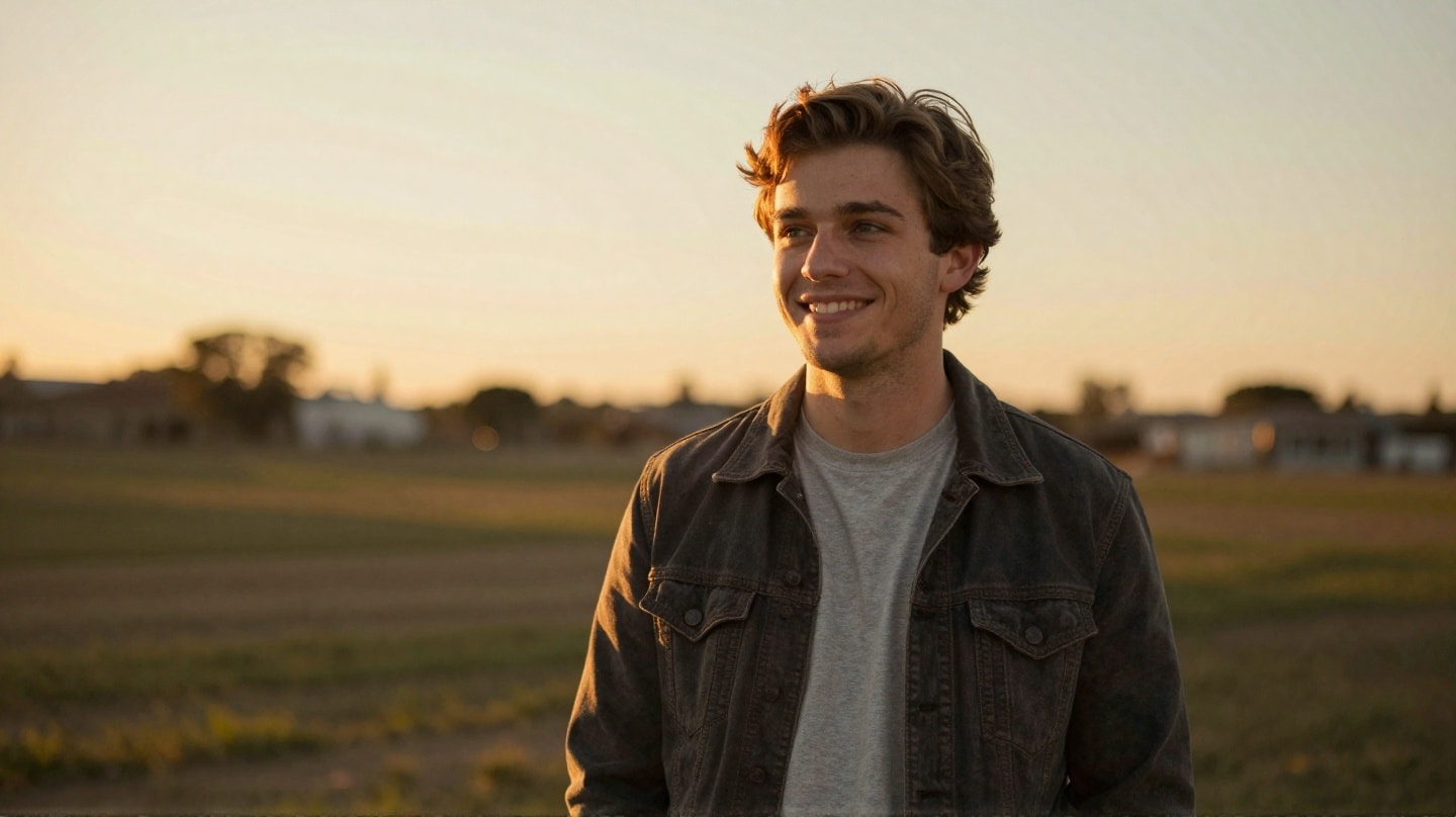 AI dating profile photo with outdoor golden-hour lifestyle look