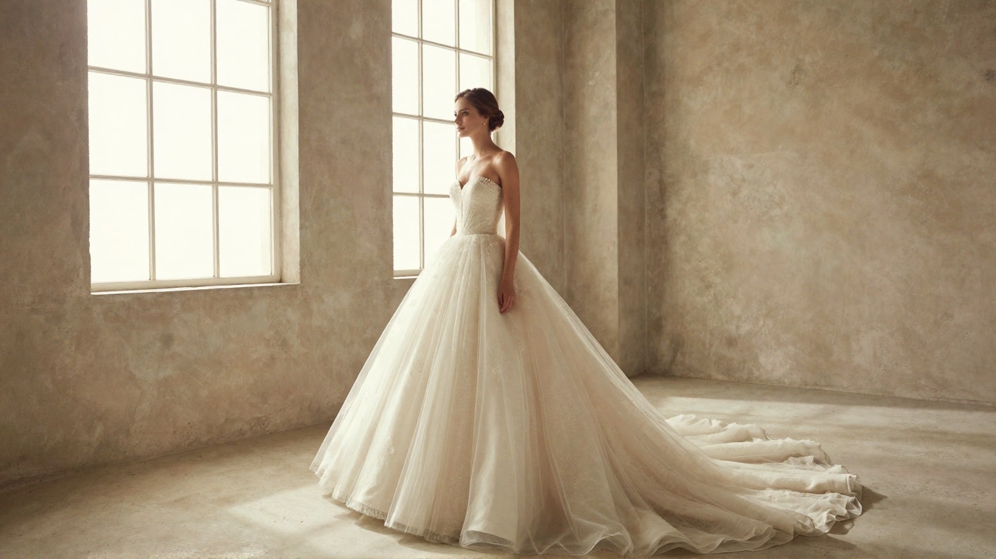 Contoh editorial bridal untuk coba gaun AI
